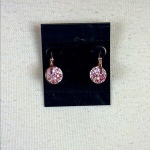 Elegant Rose Gold Pink Crystal Lever Earrings